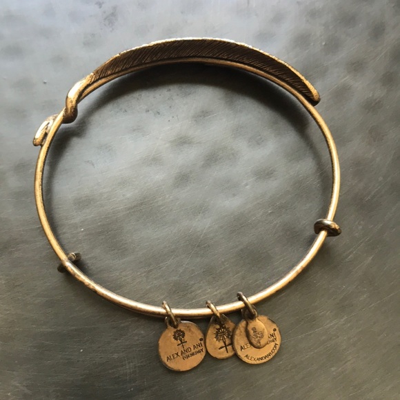 Alex and Ani feather bangle bracelet in gold - Picture 3 of 8
